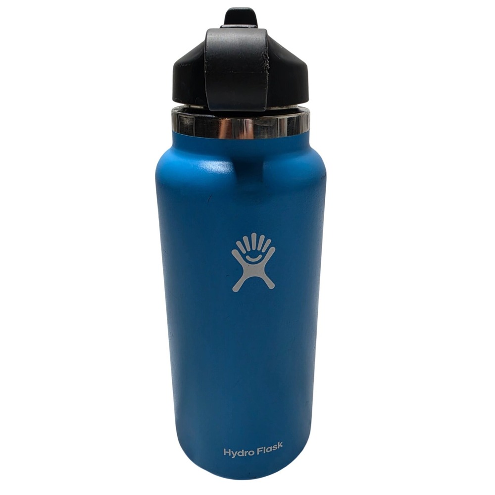 Hydro Flask 32 oz Wide Mouth Straw Lid Pacific Blue Insulated Water Bottle